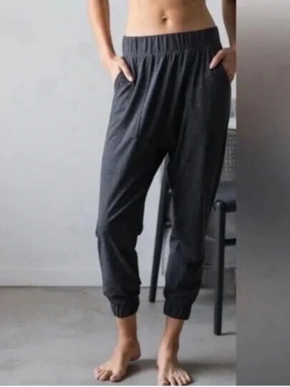 Lunya Restore Thermal Waffle Knit Draped Lounge Joggers Dark Gray Pima Cotton-S